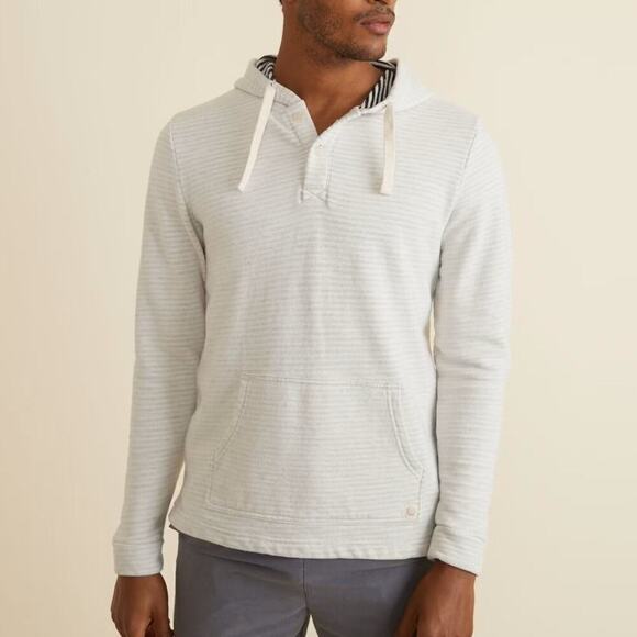 Marine Layer Montecito Beach Hoodie Pullover Natural Cream Gray Stripe NWT S - Picture 1 of 6